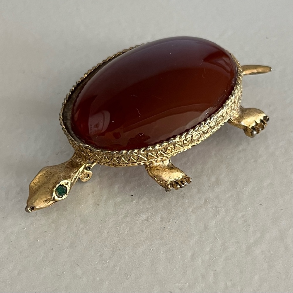 HOBE TURTLE TORTOISE FIGURAL BROOCH PIN RARE VINTAGE HEIRLOOM GIFT SIGNED